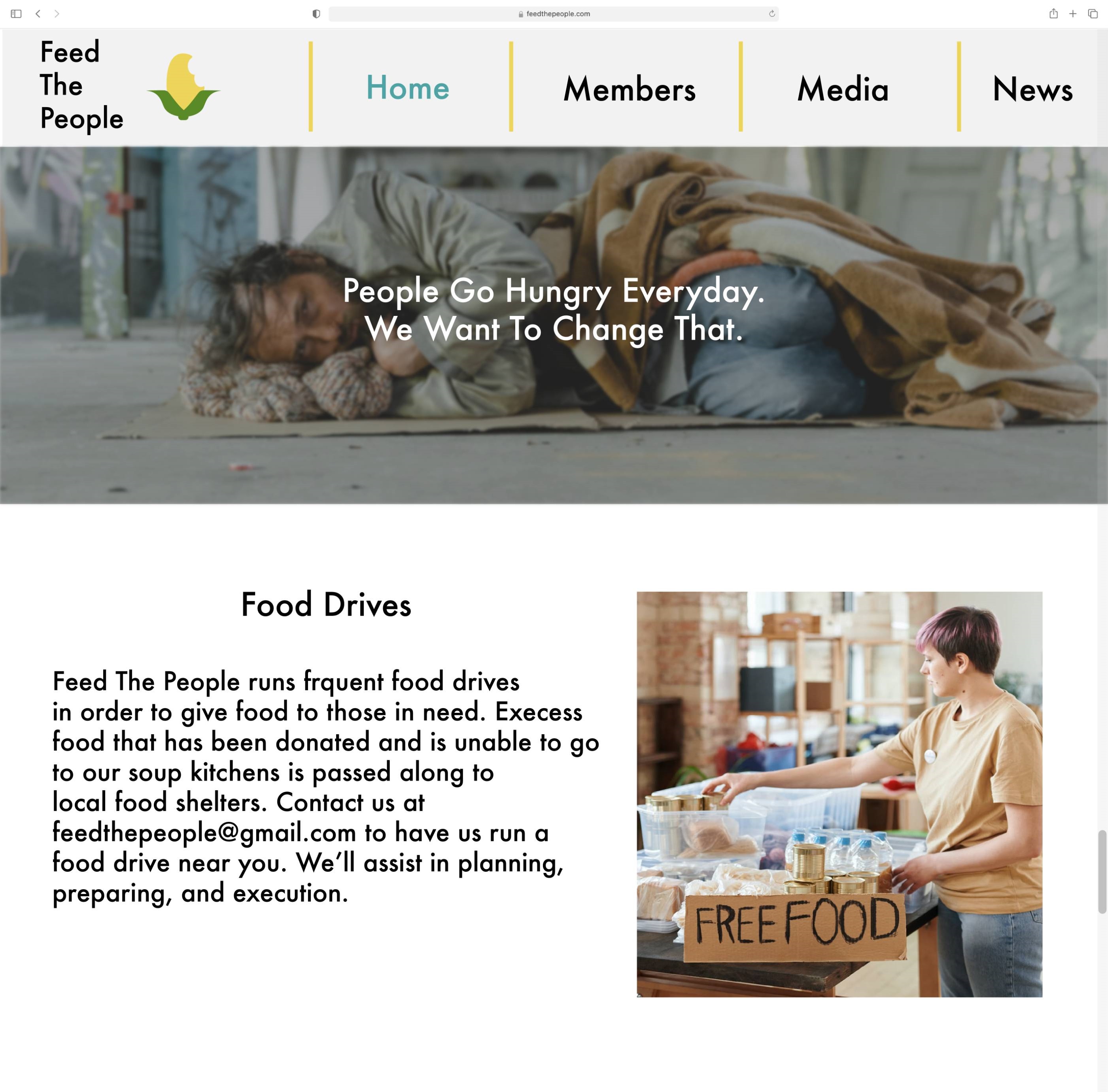 Website design for non-profit organization.