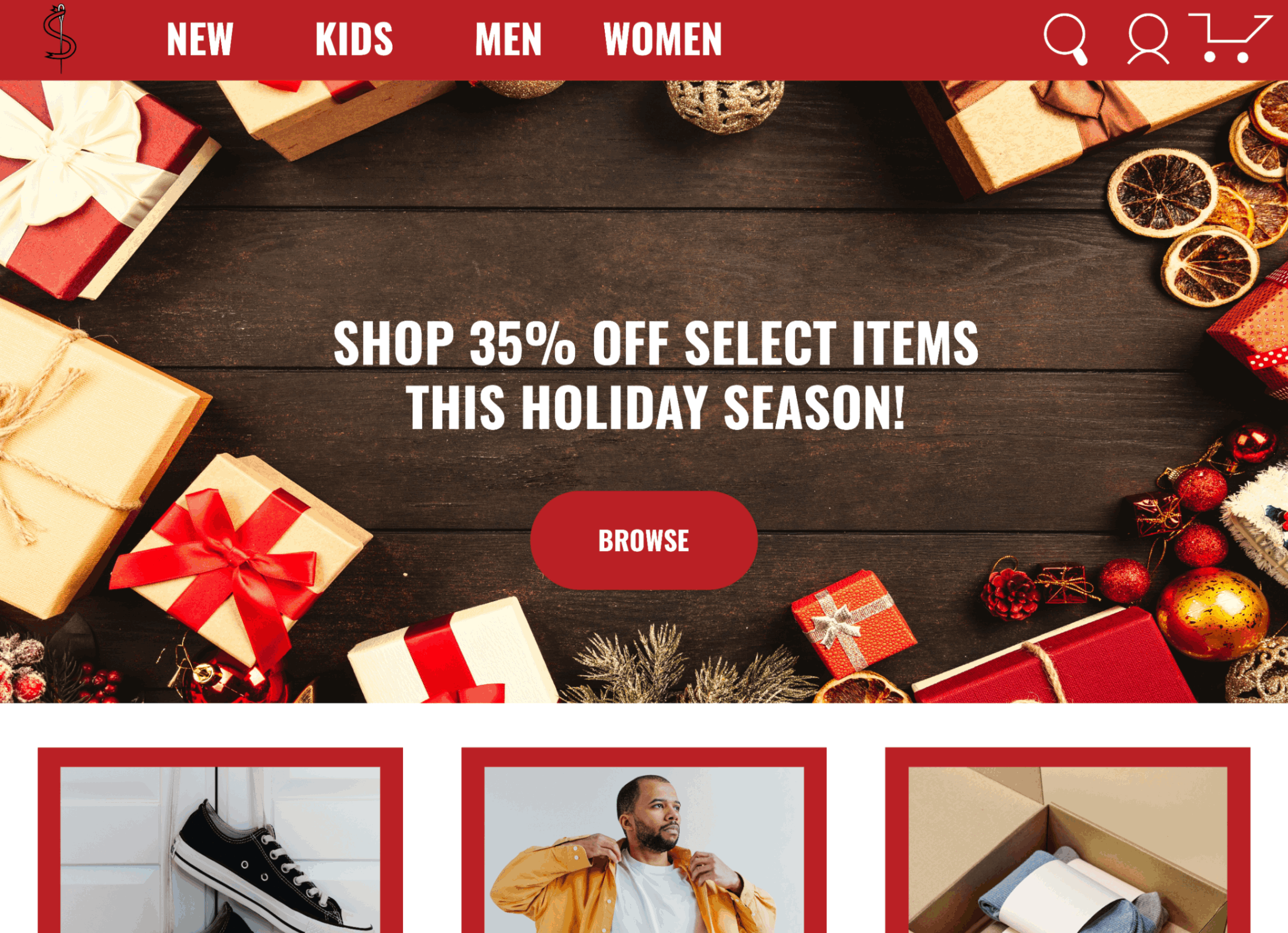 Website design for athletic apparel store.