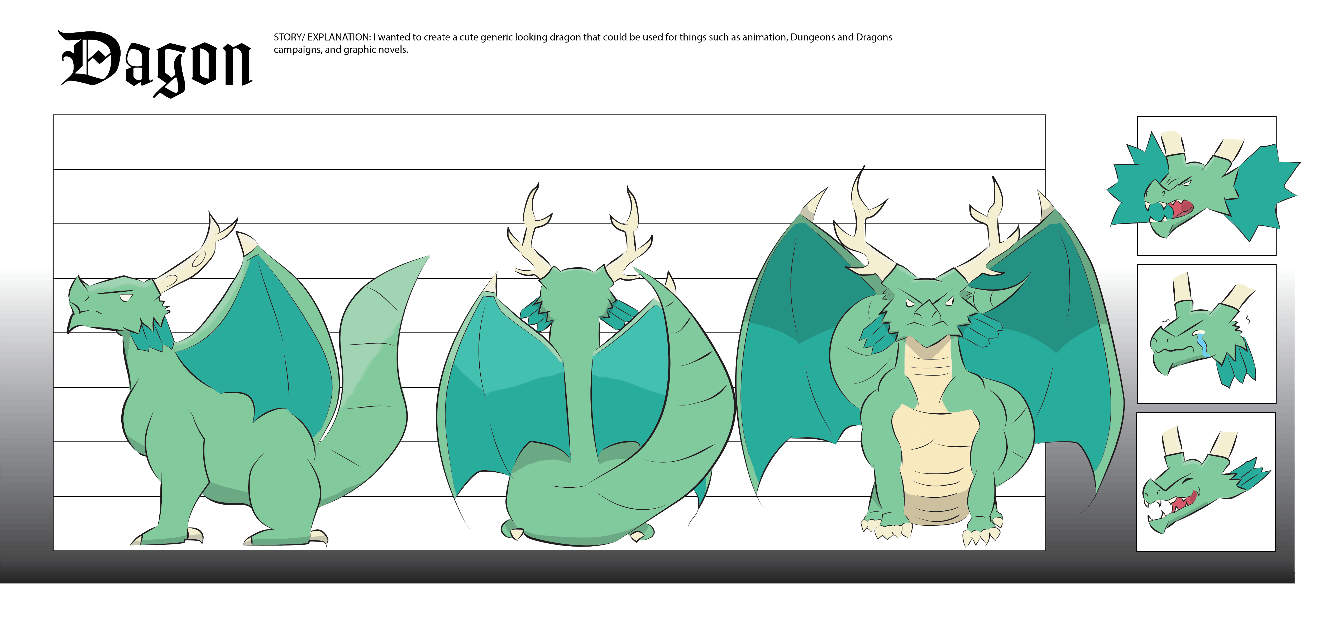 Orthographic drawing of a dragon